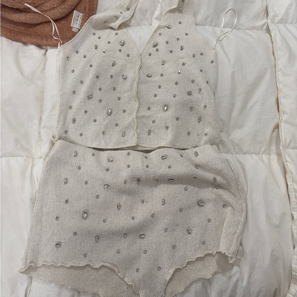 Zara White Embellished Set